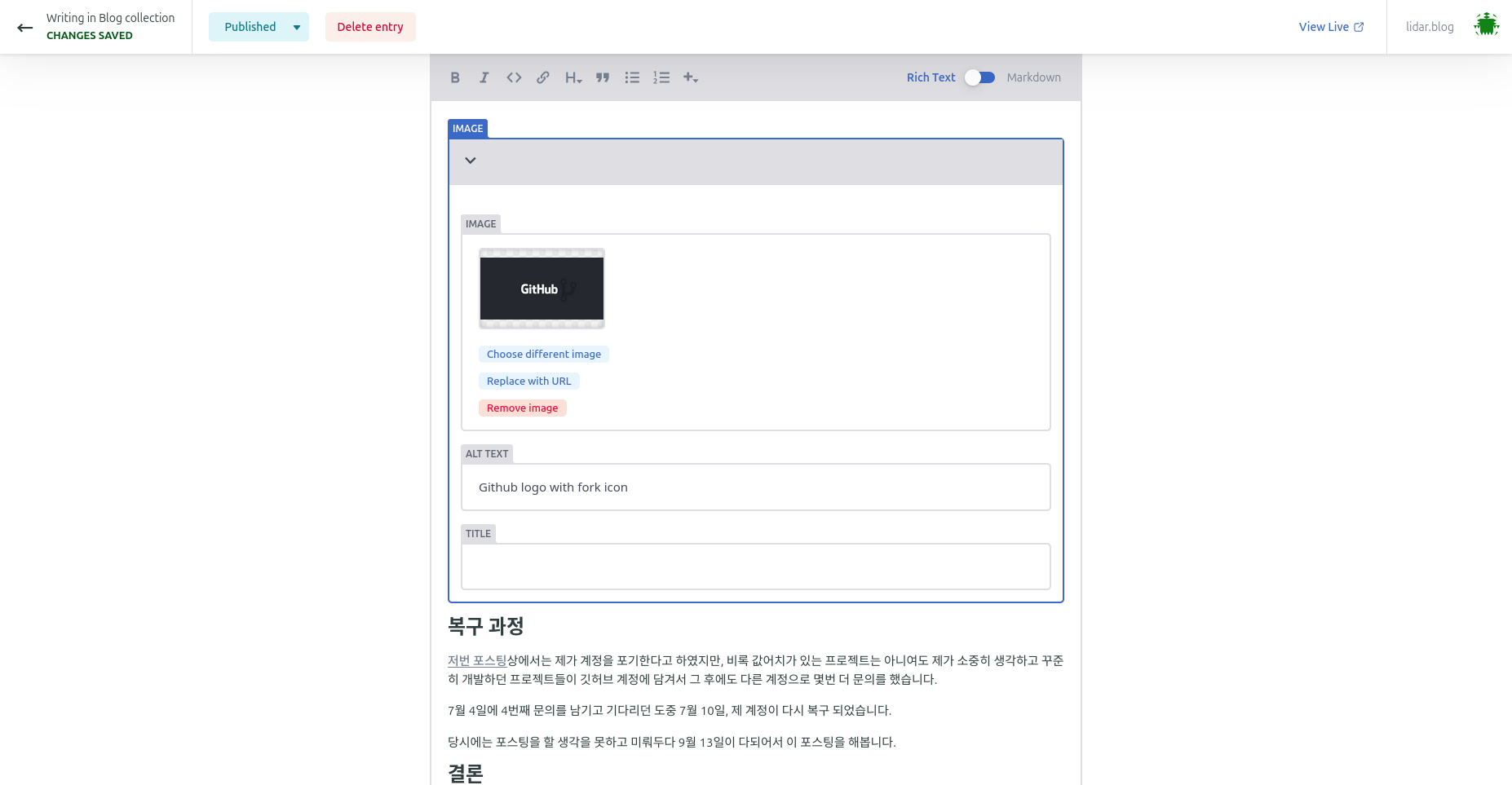 Decap CMS editor